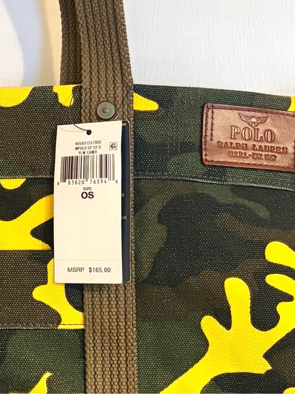 Polo Ralph Lauren Men’s Yellow Camo Tote Bag